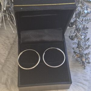Elegant 100% Sterling Silver Hoop Earrings